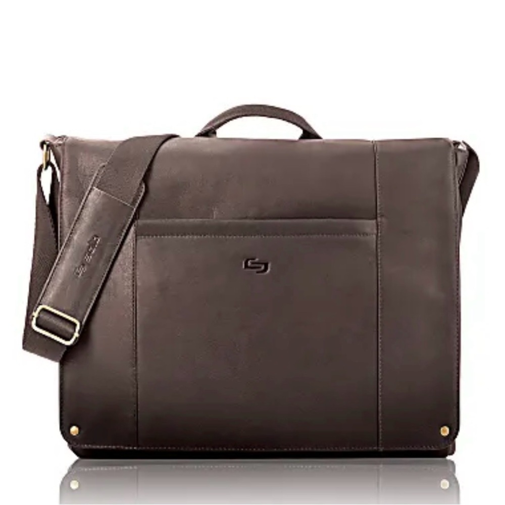 Solo Hudson Brown Leather Messenger Bag -see description